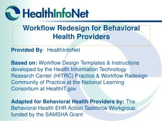 Workflow Redesign for Behavioral Health Providers