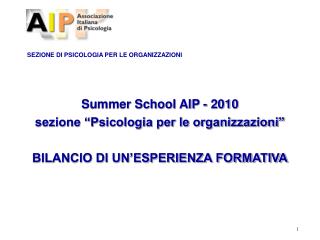 SEZIONE DI PSICOLOGIA PER LE ORGANIZZAZIONI