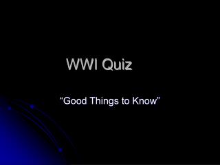 WWI Quiz