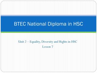 BTEC National Diploma in HSC