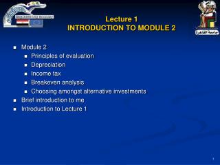 Lecture 1 INTRODUCTION TO MODULE 2