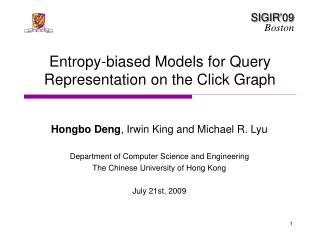 Entropy-biased Models for Query Representation on the Click Graph