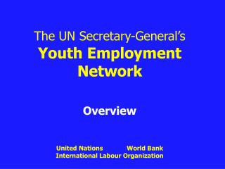 The UN Secretary-General’s Youth Employment Network Overview