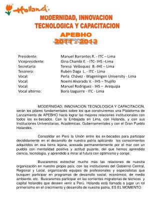 MODERNIDAD, INNOVACION TECNOLOGICA Y CAPACITACION