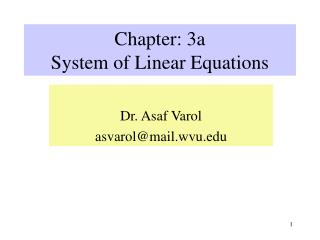 Chapter: 3a System of Linear Equations