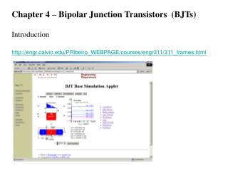 Chapter 4 – Bipolar Junction Transistors (BJTs)