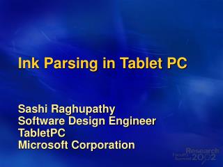 Ink Parsing in Tablet PC