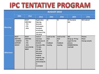 IPC TENTATIVE PROGRAM