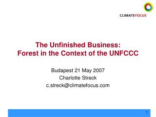 The Unfinished Business: Forest in the Context of the UNFCCC