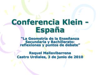 Conferencia Klein - España