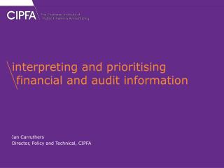 interpreting and prioritising financial and audit information