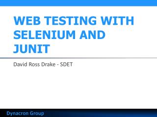 WEB TESTING WITH SELENIUM AND JUNIT