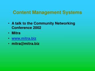 Content Management Systems