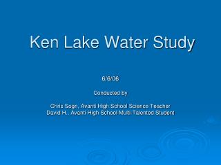 Ken Lake Water Study