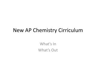 New AP Chemistry Cirriculum