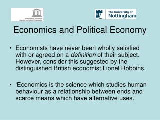 Economics and Political Economy
