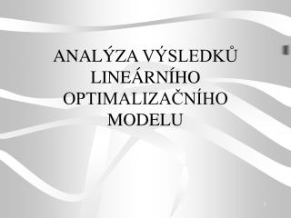 ANALÝZA VÝSLEDKŮ LINEÁRNÍHO OPTIMALIZAČNÍHO MODELU