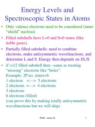 Energy Levels and Spectroscopic States in Atoms