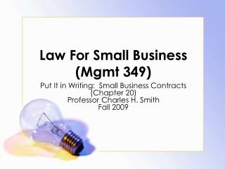 Law For Small Business (Mgmt 349)