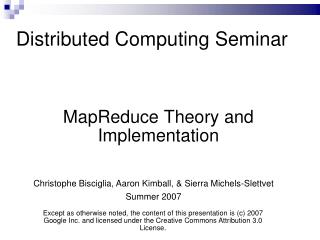 Distributed Computing Seminar