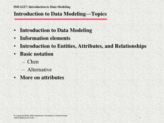 Introduction to Data Modeling—Topics