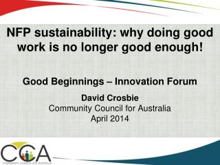 NFP sustainability: why doing good work is no longer good enough!