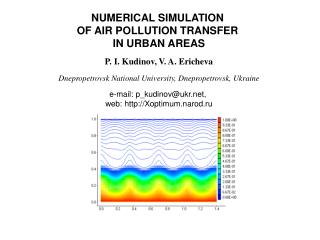 NUMERICAL SIMULATION OF AIR POLLUTION TRANSFER IN URBAN AREAS P. I. Kudinov, V. A. Ericheva