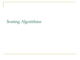 Sorting Algorithms