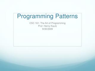 Programming Patterns