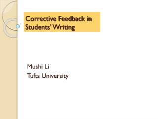 Corrective Feedback in Students’ Writing