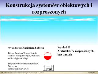 Konstrukcja systemów obiektowych i rozproszonych