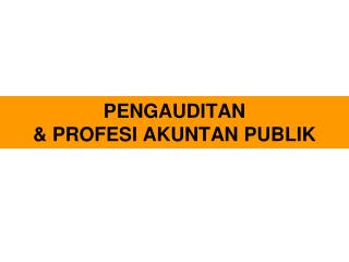 PENGAUDITAN &amp; PROFESI AKUNTAN PUBLIK