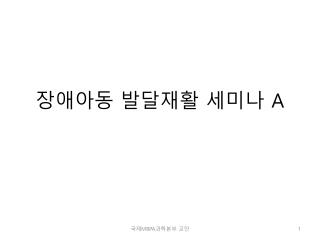 장애아동 발달재활 세미나 A