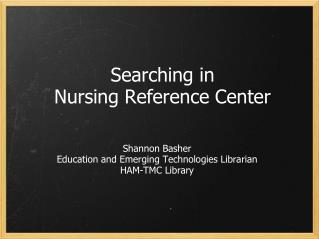 Searching in Nursing Reference Center