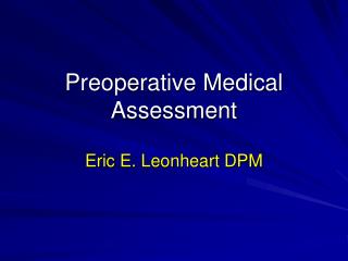 Preoperative Medical Assessment