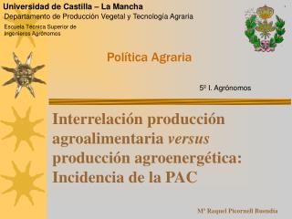 Interrelación producción agroalimentaria versus producción agroenergética: Incidencia de la PAC