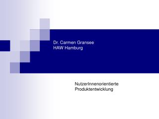 Dr. Carmen Gransee HAW Hamburg