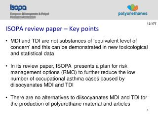 ISOPA review paper – Key points