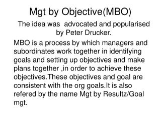 Mgt by Objective(MBO)