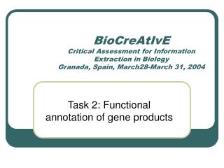 Task 2: Functional annotation of gene products