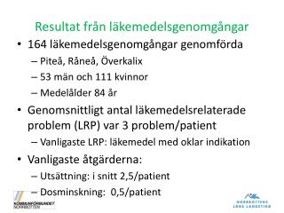 Resultat från läkemedelsgenomgångar