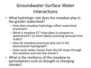 Groundwater-Surface Water Interactions