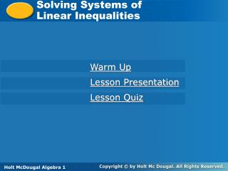 Solving Systems of Linear Inequalities