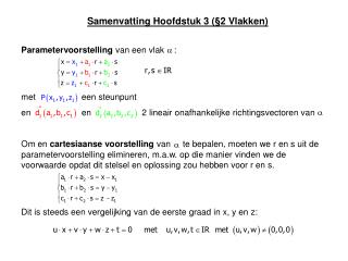 Samenvatting Hoofdstuk 3 (§2 Vlakken)