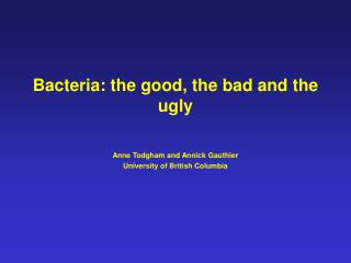 Bacteria: the good, the bad and the ugly