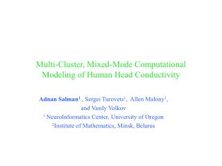 Multi-Cluster, Mixed-Mode Computational Modeling of Human Head Conductivity