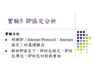 實驗 5 IP 協定分析