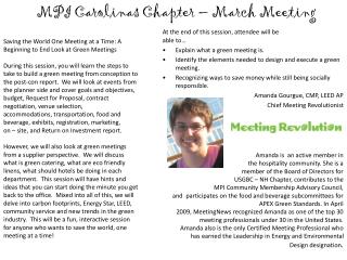 MPI Carolinas Chapter – March Meeting