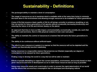 Sustainability - Definitions