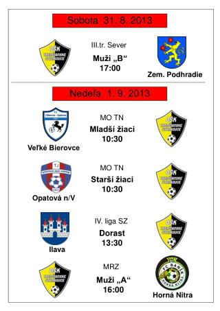 Sobota 31. 8. 2013
